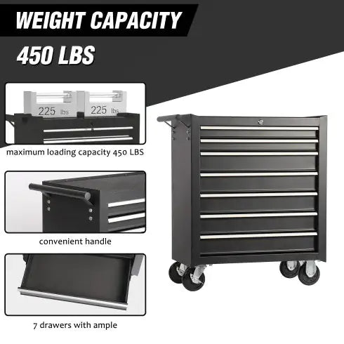 Rolling Tool Chest With 7-Drawer Tool Box With Wheels Multifunctional Tool Cart Mechanic Tool Storage Cabinet For Garage, Warehouse, Workshop, Repair Shop Anti Spier