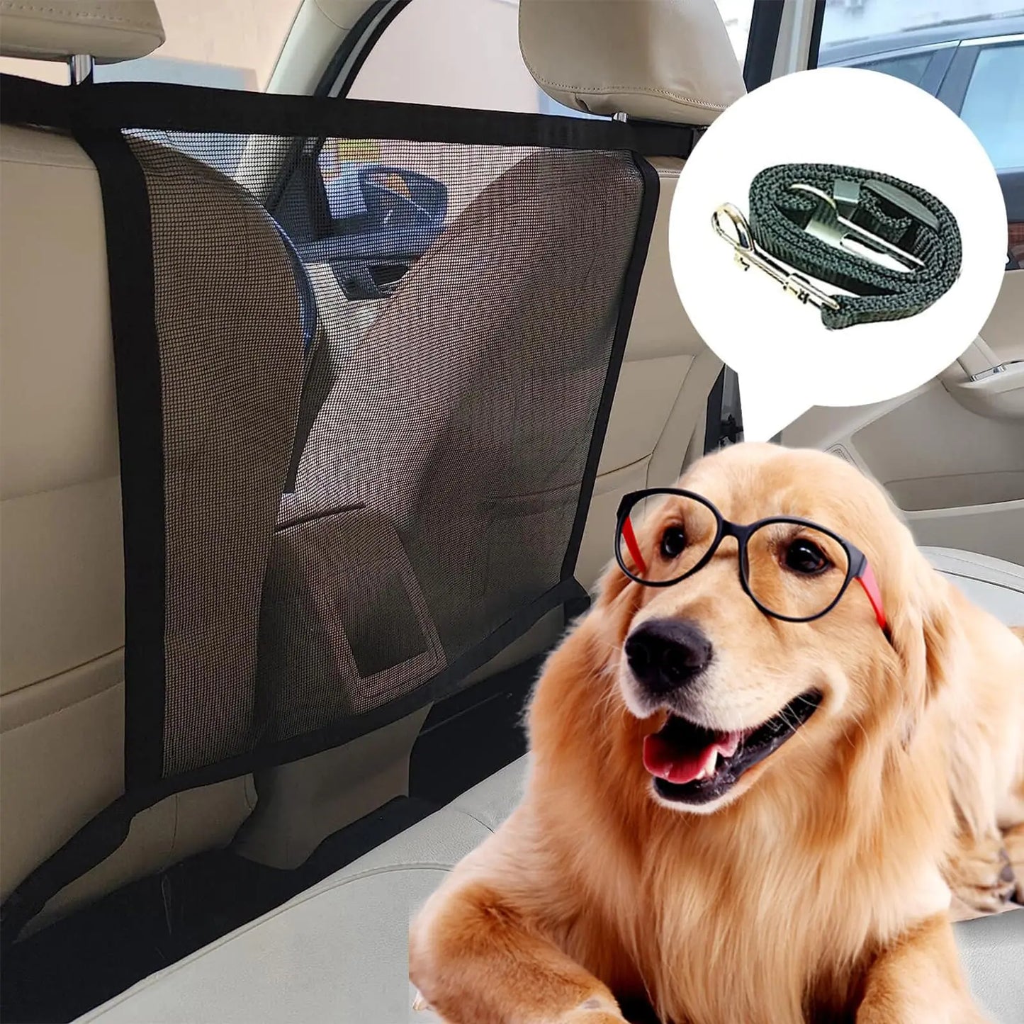 Car Dog Fence Dog Net for Car Dog Fence for SUV Dog Car Backseat Barrier Comes with 1 Free Pet Leash Ensures Peace of Mind When Travelling