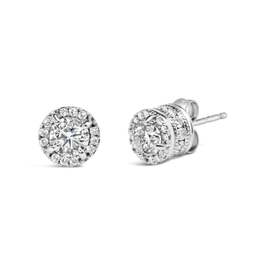 10K White Gold 1.00 Cttw Diamond Hidden Halo Stud Earring (H - I Color, I1 - I2 Clarity) - Anti Spier - Anti Spier - earring