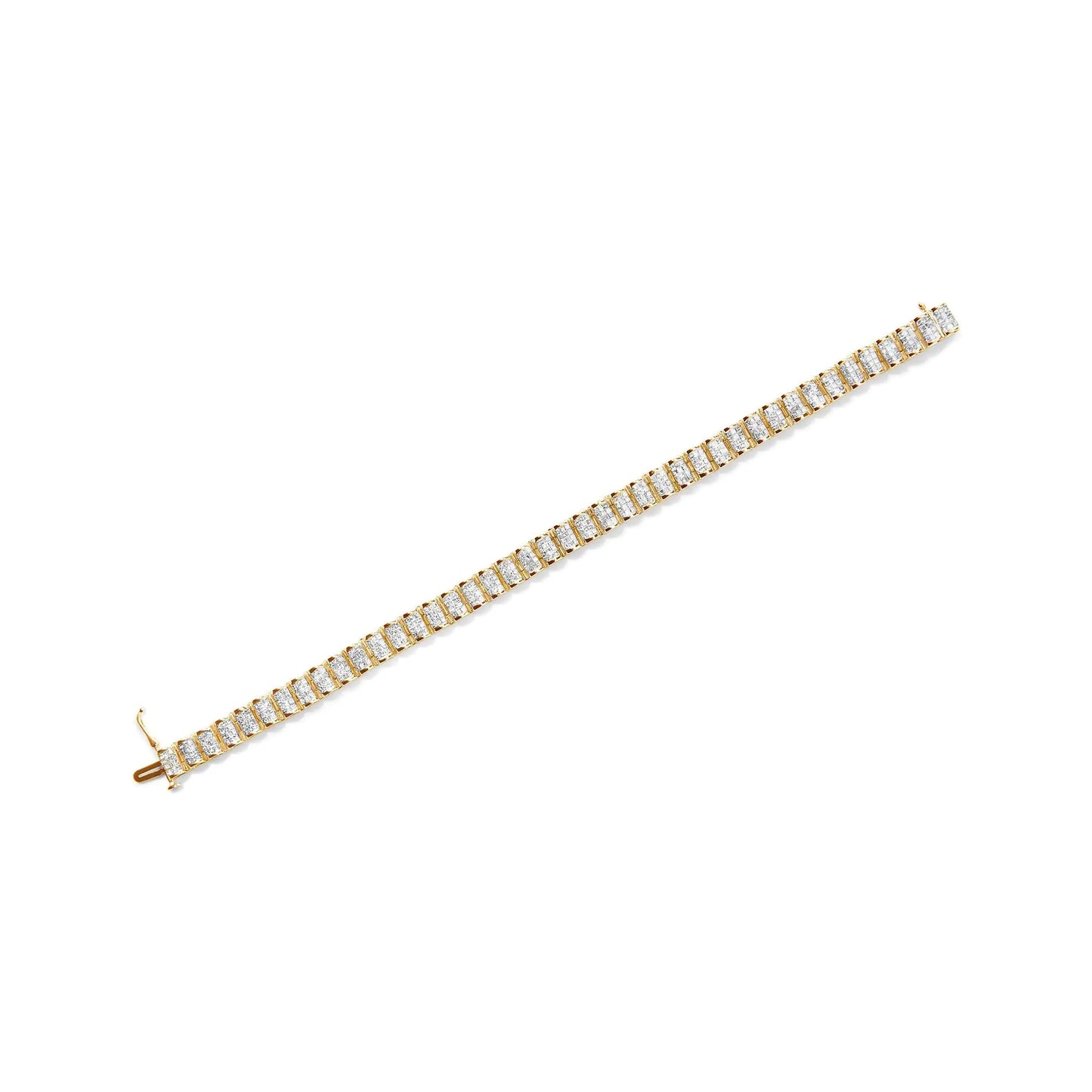 14K Gold 5.00 Cttw Square Princess Cut White Diamond Rectangular Invisible Set Link Tennis Bracelet (H-I Color, SI2-I1 Clarity) - 7.25” Inches - Anti Spier