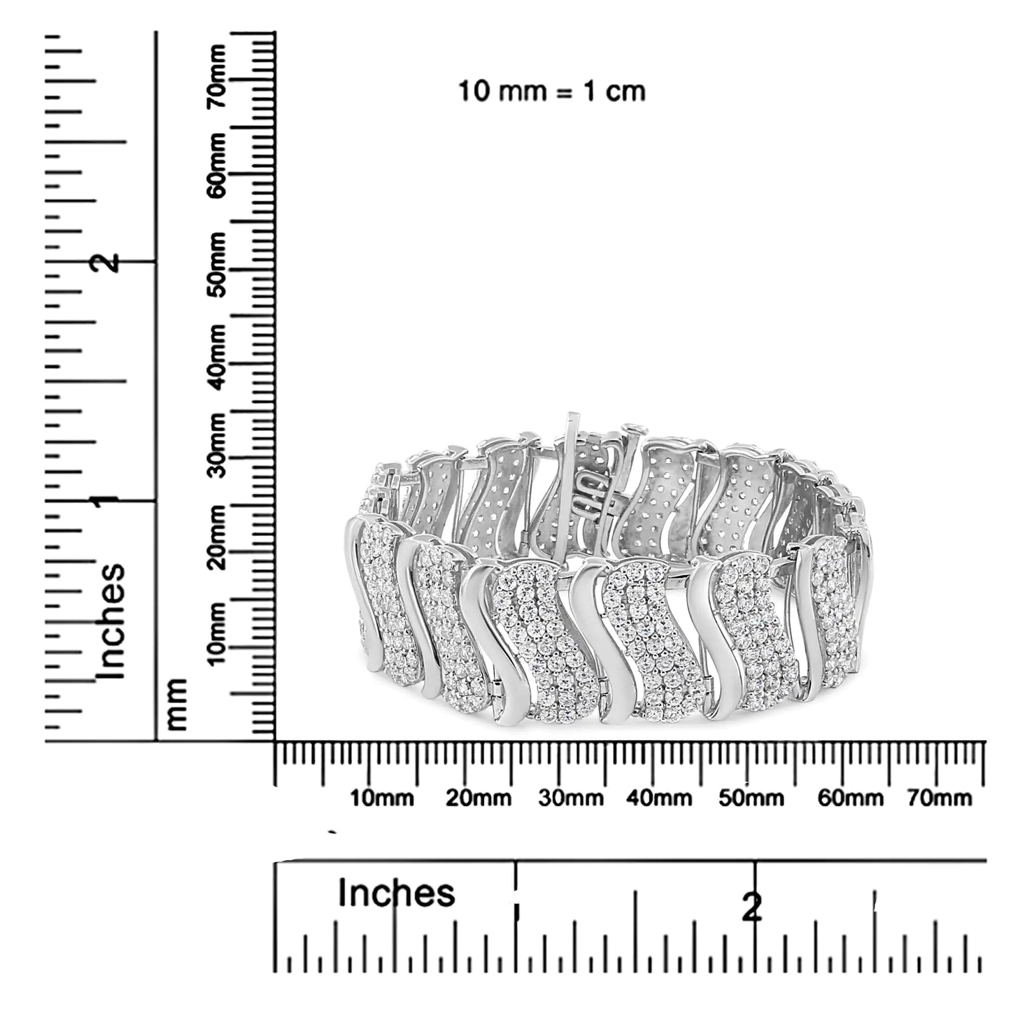 14K Gold 15.0 Cttw Diamond Chevron Wave 7.25" Inch Link Bracelet (J-K Color, I1-I2 Clarity) - Anti Spier