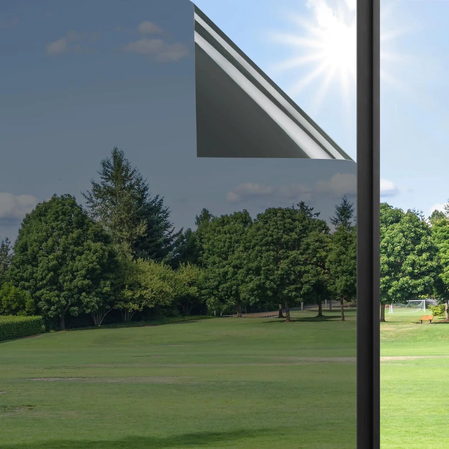 Haton Window Privacy Film One Way Window Tint Film Sun Blocking Anti UV Window Heat Blocker Reflective Mirror Film Window Tinting Film for Home Office Window Coverings Black 17.5" x 118.1" Anti Spier