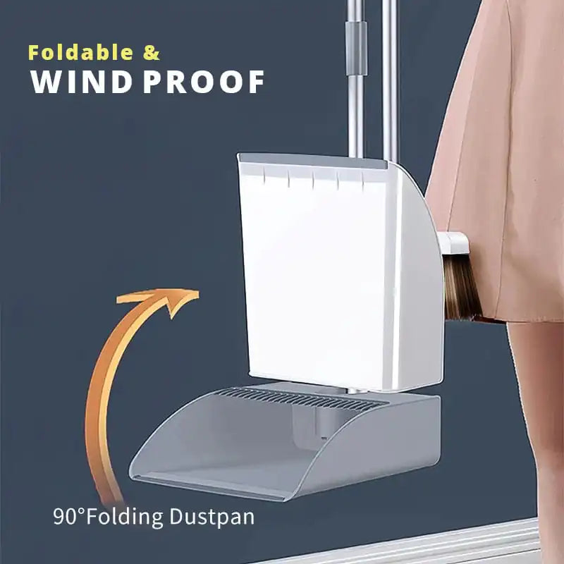 Home Windproof Floor Broom & Dustpan Set Anti Spier