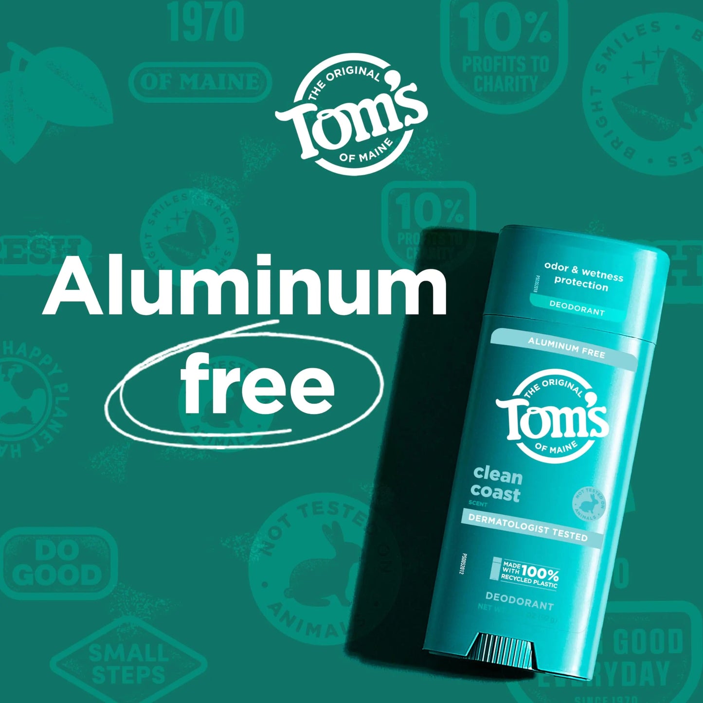 Tom’s of Maine Clean Coast Aluminum Free Natural Deodorant For Women & Men | Goes on Clear | Odor & Wetness Protection | Naturally Derived and Moisture-Locking Ingredients | 3.25 oz 3.25 Ounce (Pack of 1) Anti Spier