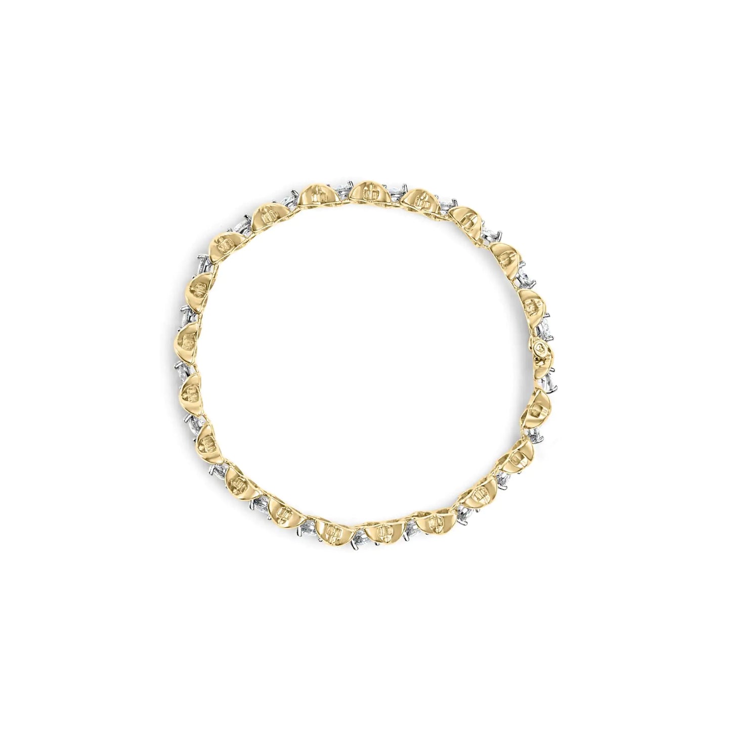 14K Yellow Gold 5.00 Cttw Round-Cut Diamond X-Link 7.5" Bracelet (J-K Color, I1-I2 Clarity) - Anti Spier