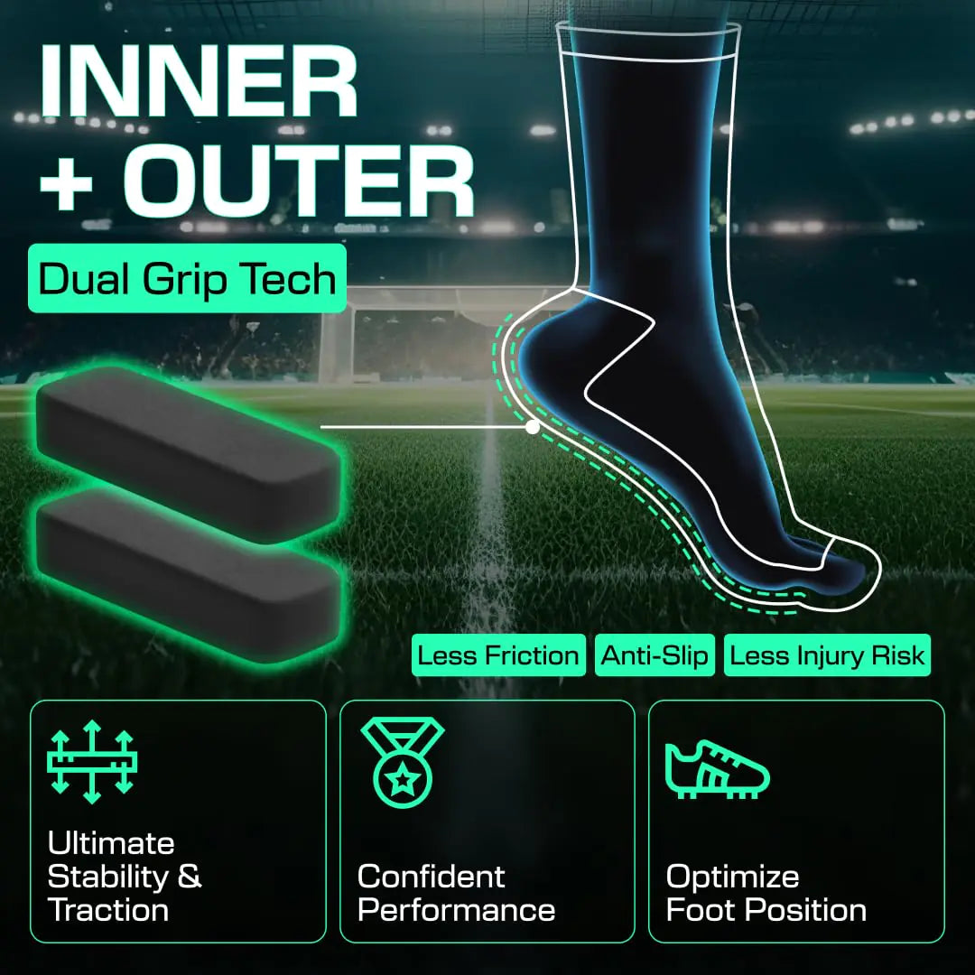 Lux Dual Grip Socks - Soccer Grip Socks for Men and Women. GripArray™ Performance & Comfort - Anti-Slip Grip Socks for Soccer Large White (2 Packs) Anti Spier
