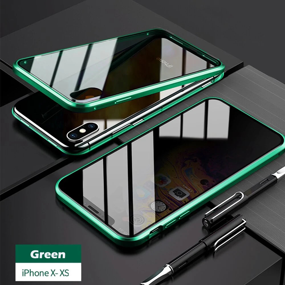 Anti-Peep Magnetic Metal Phone Case For iPhone Anti Spier