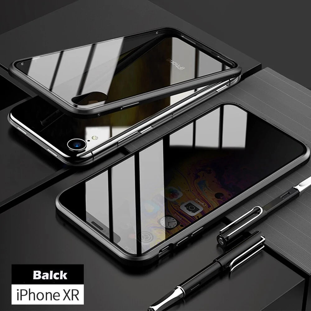 Anti-Peep Magnetic Metal Phone Case For iPhone Anti Spier