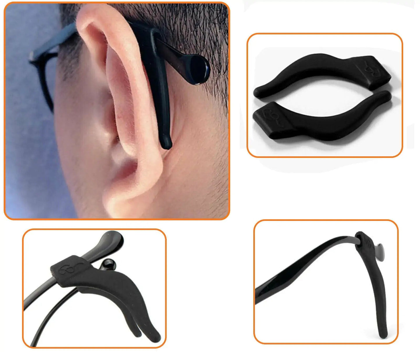 4 Pair Anti Slip Glasses Ear Hooks Tip Anti Spier