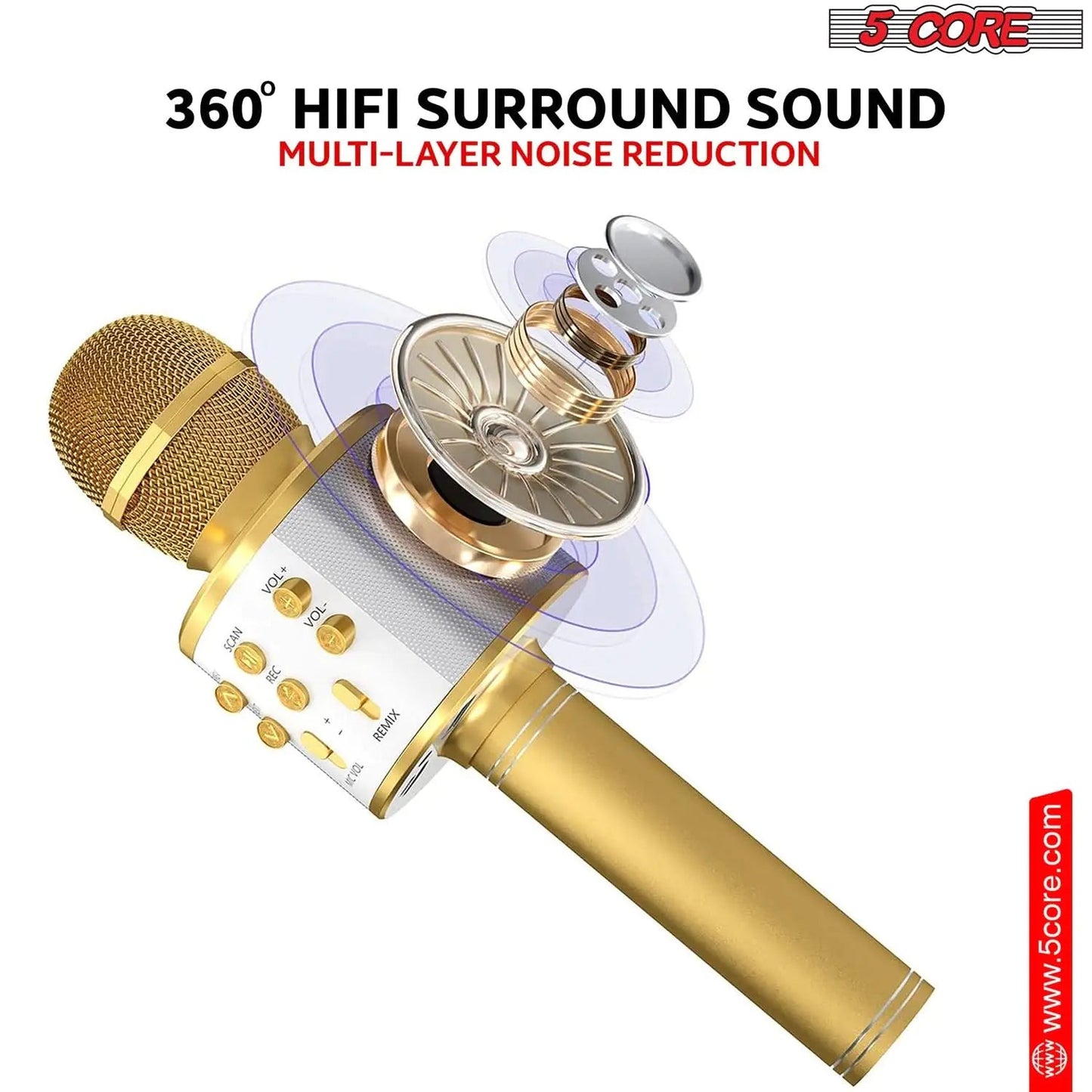 5Core Wireless Karaoke Microphone Bluetooth Mic Portable Handheld Microfonos Inalambricos Anti Spier
