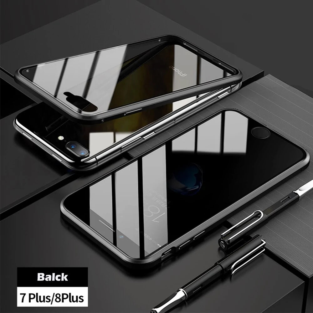 Anti-Peep Magnetic Metal Phone Case For iPhone Anti Spier