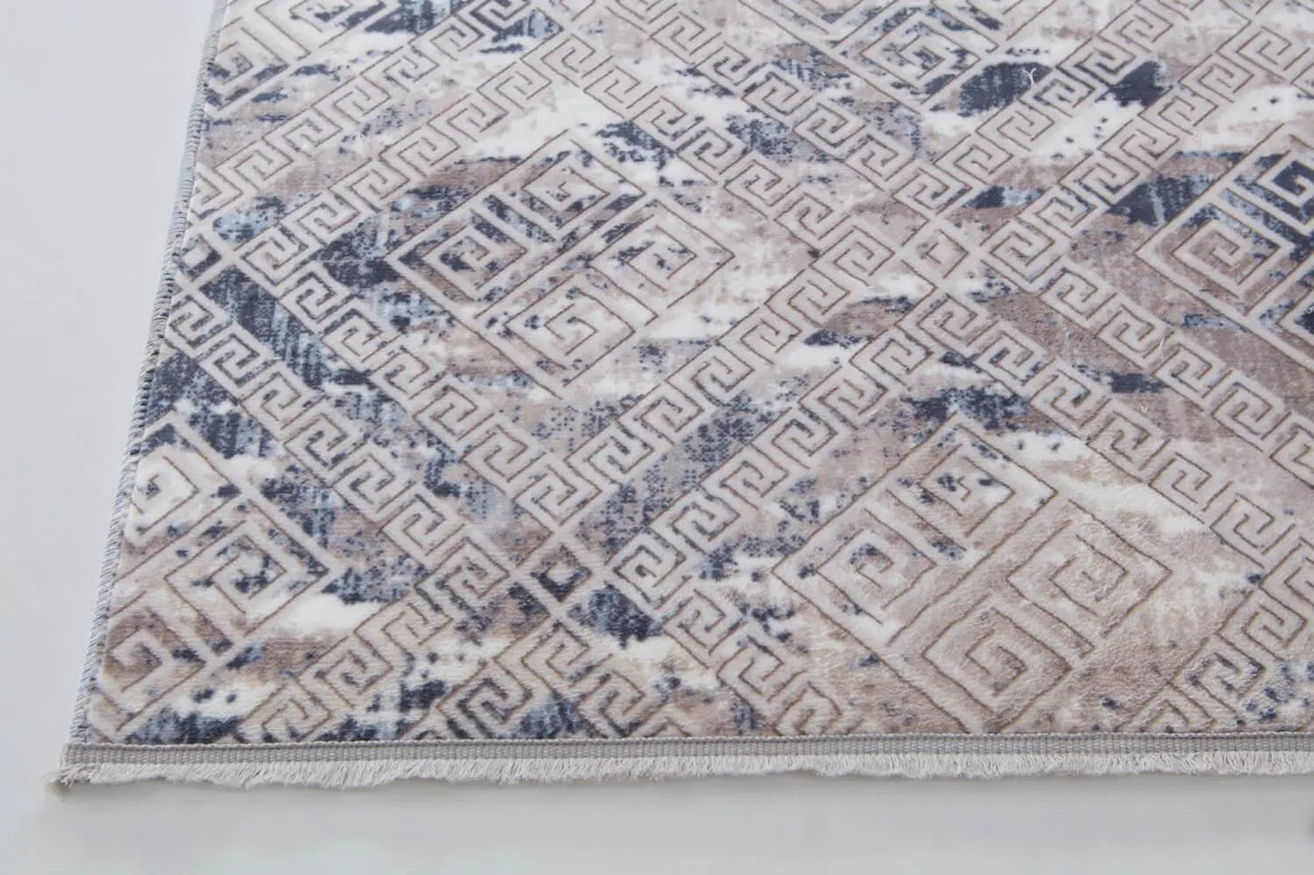 Aksu Non-Slip Floor Carpet with Tassels 120x180 Lois Blue Anti Spier