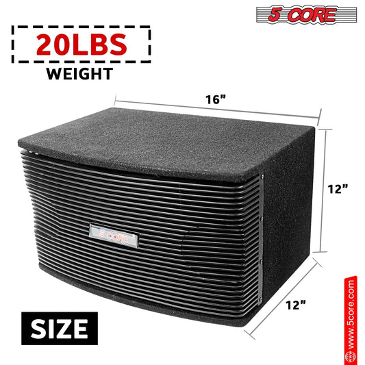 5Core Box Subwoofer for Car 1Pc Black 800W Peak Power 8 Inch Vented Trunk Speaker Woofer 8 Ohm Anti Spier