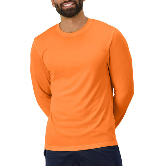 Hanes Sport Performance Long Sleeve T-Shirt, Performance Athletic Shirt, 2-Pack Large Safety Orange Anti Spier