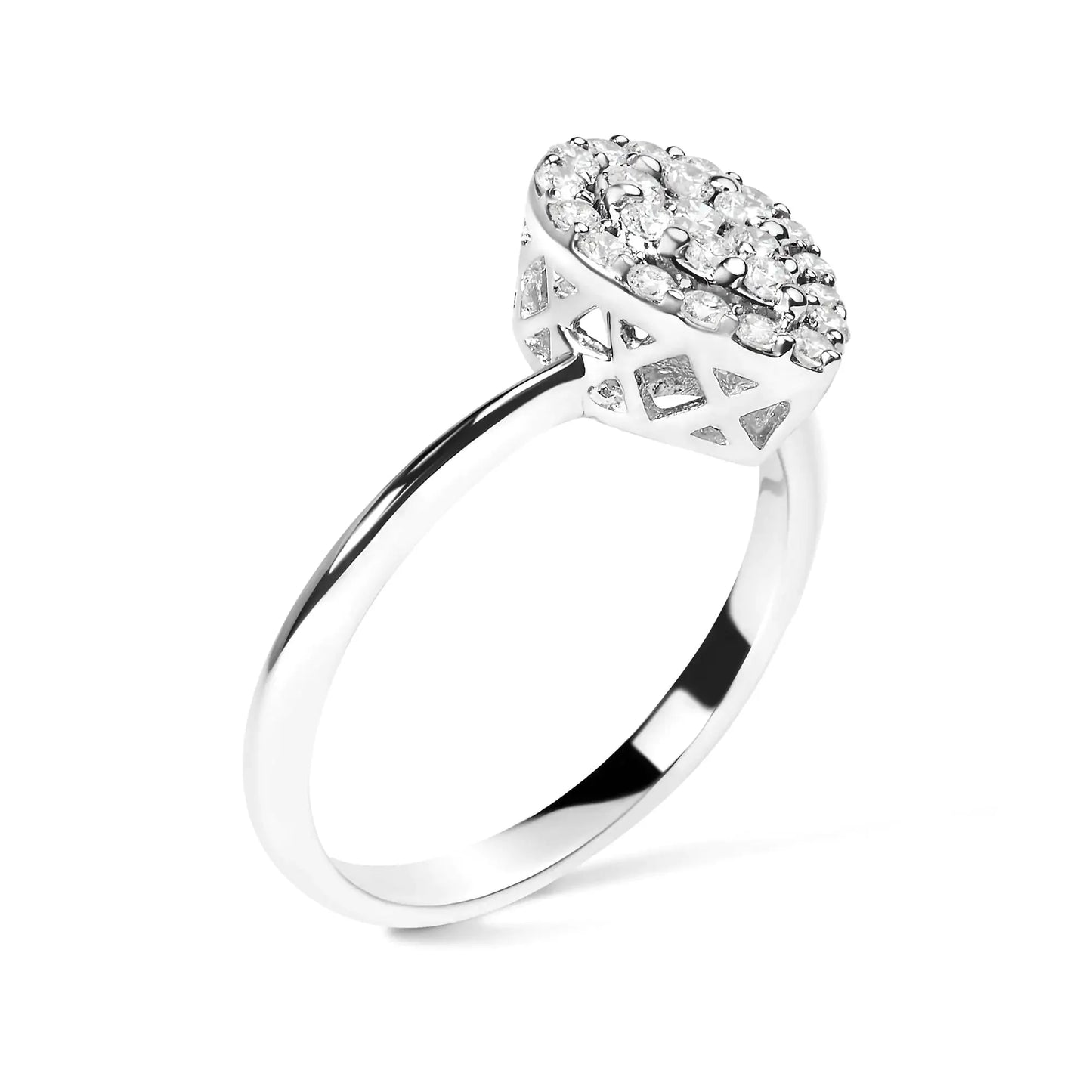 .925 Sterling Silver 3/8 Cttw Lab Grown Diamond Cluster and Halo Pear Promise Ring (G - H Color, VS2 - SI1 Clarity) - Size 7 - Anti Spier - Anti Spier - ring