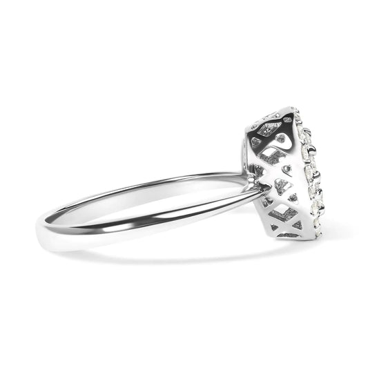.925 Sterling Silver 3/8 Cttw Lab Grown Diamond Cluster and Halo Pear Promise Ring (G - H Color, VS2 - SI1 Clarity) - Size 7 - Anti Spier - Anti Spier - ring