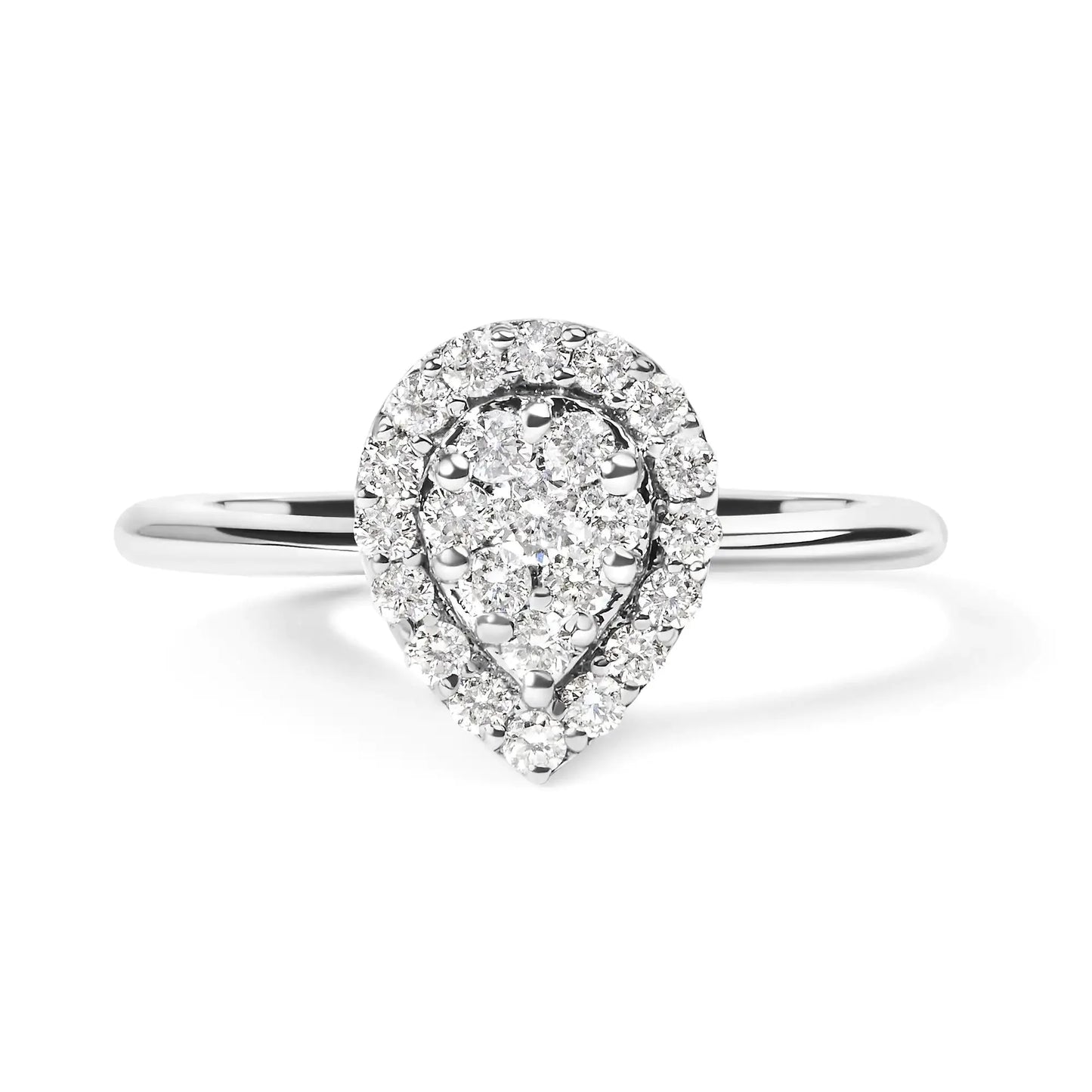 .925 Sterling Silver 3/8 Cttw Lab Grown Diamond Cluster and Halo Pear Promise Ring (G - H Color, VS2 - SI1 Clarity) - Size 7 - Anti Spier - Anti Spier - ring
