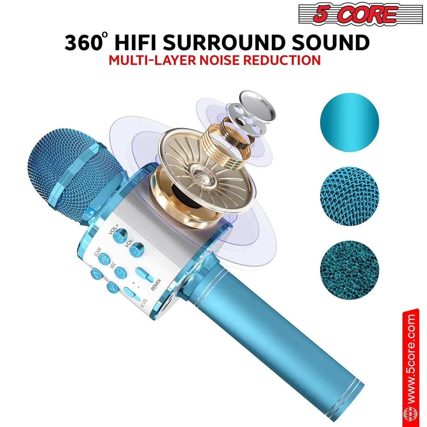 5Core Wireless Karaoke Microphone Bluetooth Mic Portable Handheld Microfonos Inalambricos Anti Spier