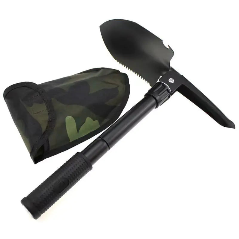 Compact Outdoor Multi-Tool Shovel with Folding Pickaxe Anti Spier