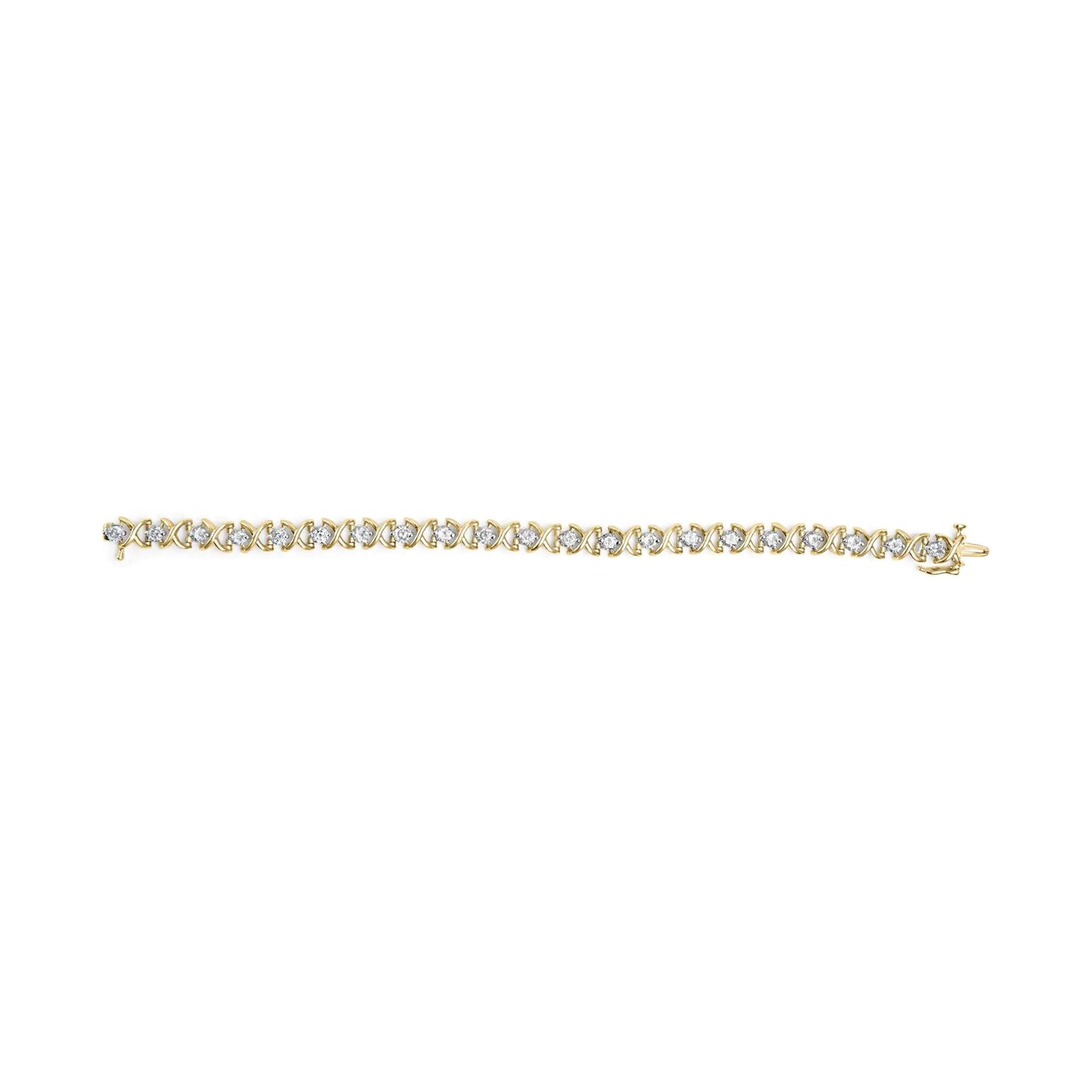 14K Yellow Gold 5.00 Cttw Round-Cut Diamond X-Link 7.5" Bracelet (J-K Color, I1-I2 Clarity) - Anti Spier
