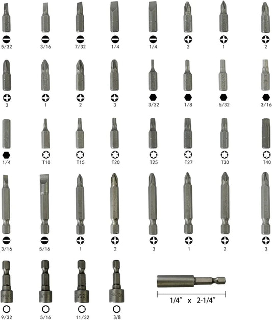 37 Piece Impact Screwdriver Bit Set Nut Driver Torx Phillips Tool Magnetic Drill Anti Spier