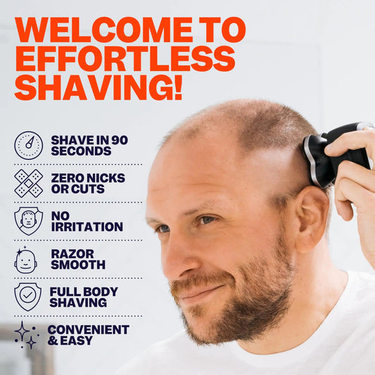 Freebird FlexSeries Pro Electric Head Shaver - Fast Smooth Head Shaver, Wet/Dry Shaving, Anti-Pinch, Rotary Electric Razor, USB Rechargeable, Cordless, 4 Flexible Blades, Ideal Gifts for Bald Men Anti Spier