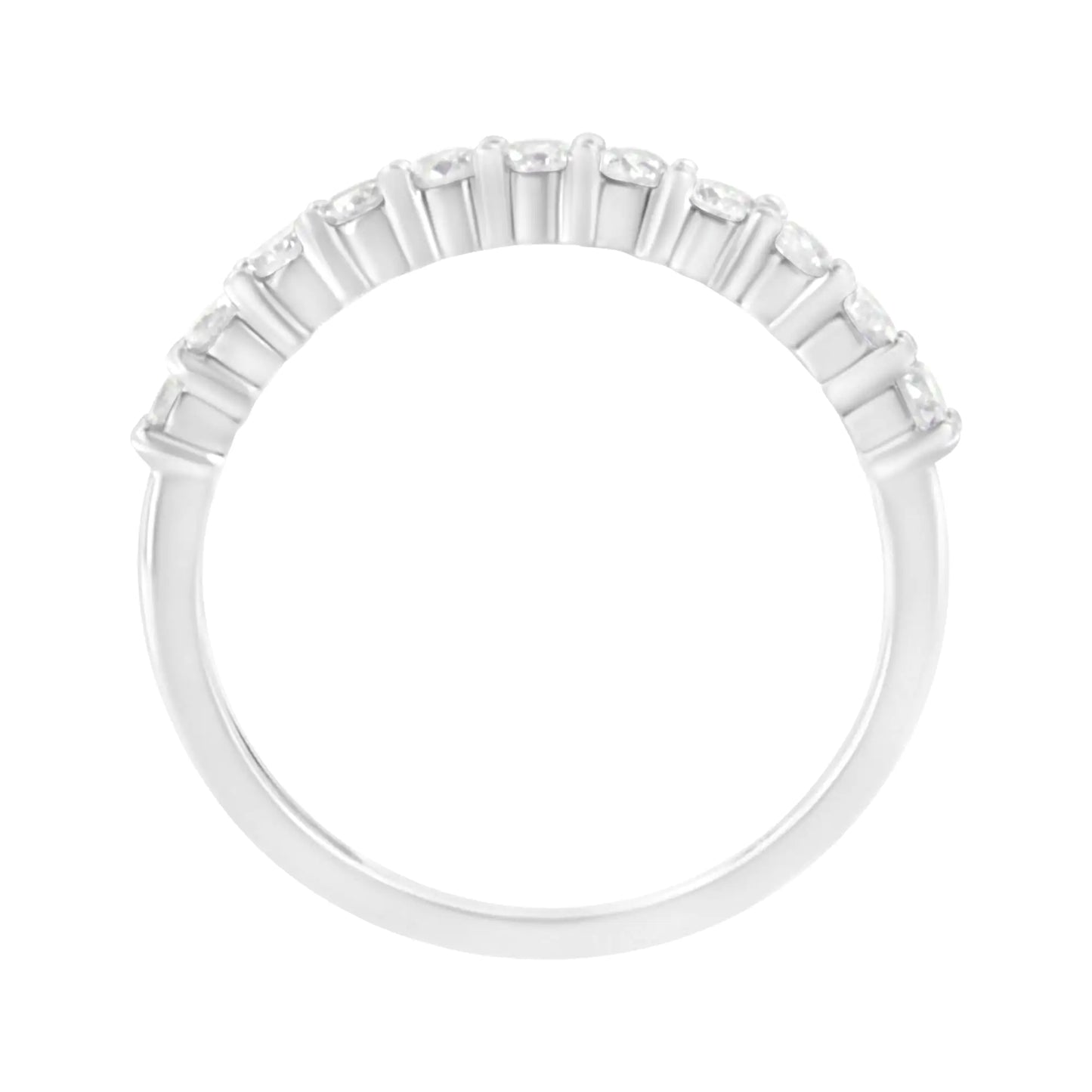 IGI Certified 1/2 Cttw Diamond 10K White Gold Prong Set Fluted Band Style Ring (I-J Color, I2-I3 Clarity) - Anti Spier