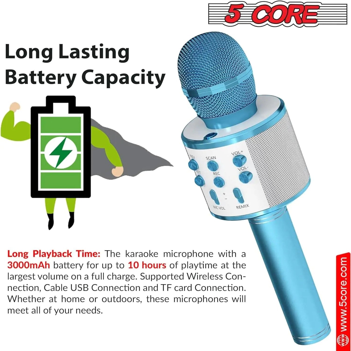 5Core Wireless Karaoke Microphone Bluetooth Mic Portable Handheld Microfonos Inalambricos Anti Spier