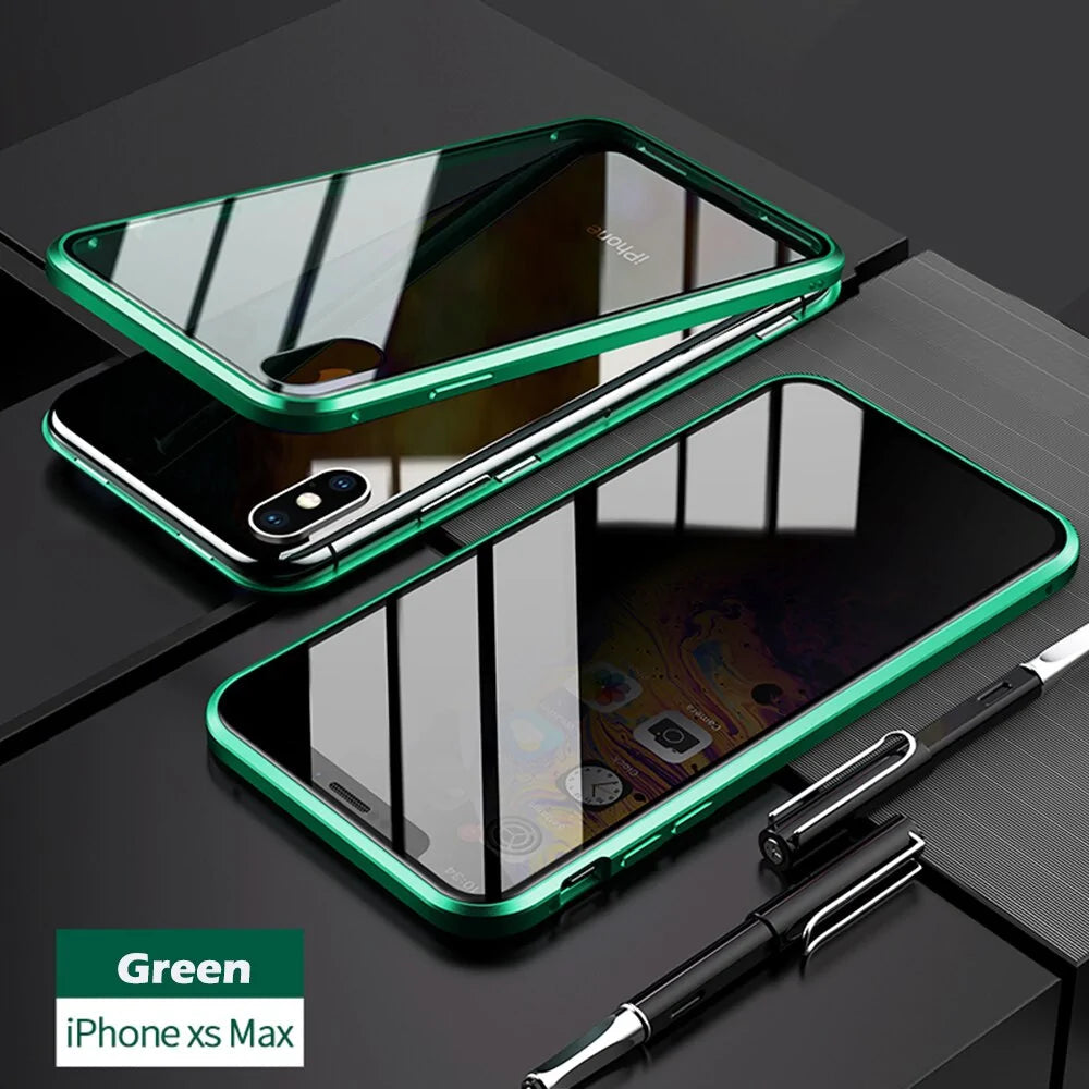 Anti-Peep Magnetic Metal Phone Case For iPhone Anti Spier