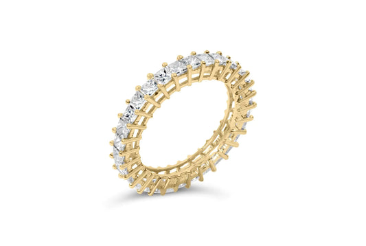 14K Yellow Gold 3.0 Cttw Shared Prong-Set Princess-cut Diamond Eternity Band Ring (H-I Color, SI1-SI2 Clarity) - Anti Spier