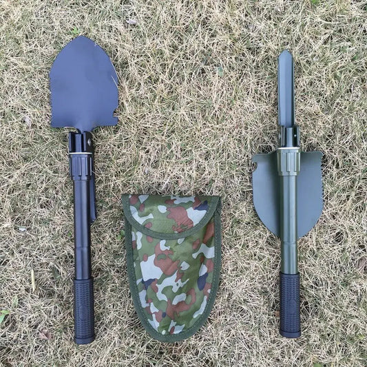 Compact Outdoor Multi-Tool Shovel with Folding Pickaxe Anti Spier