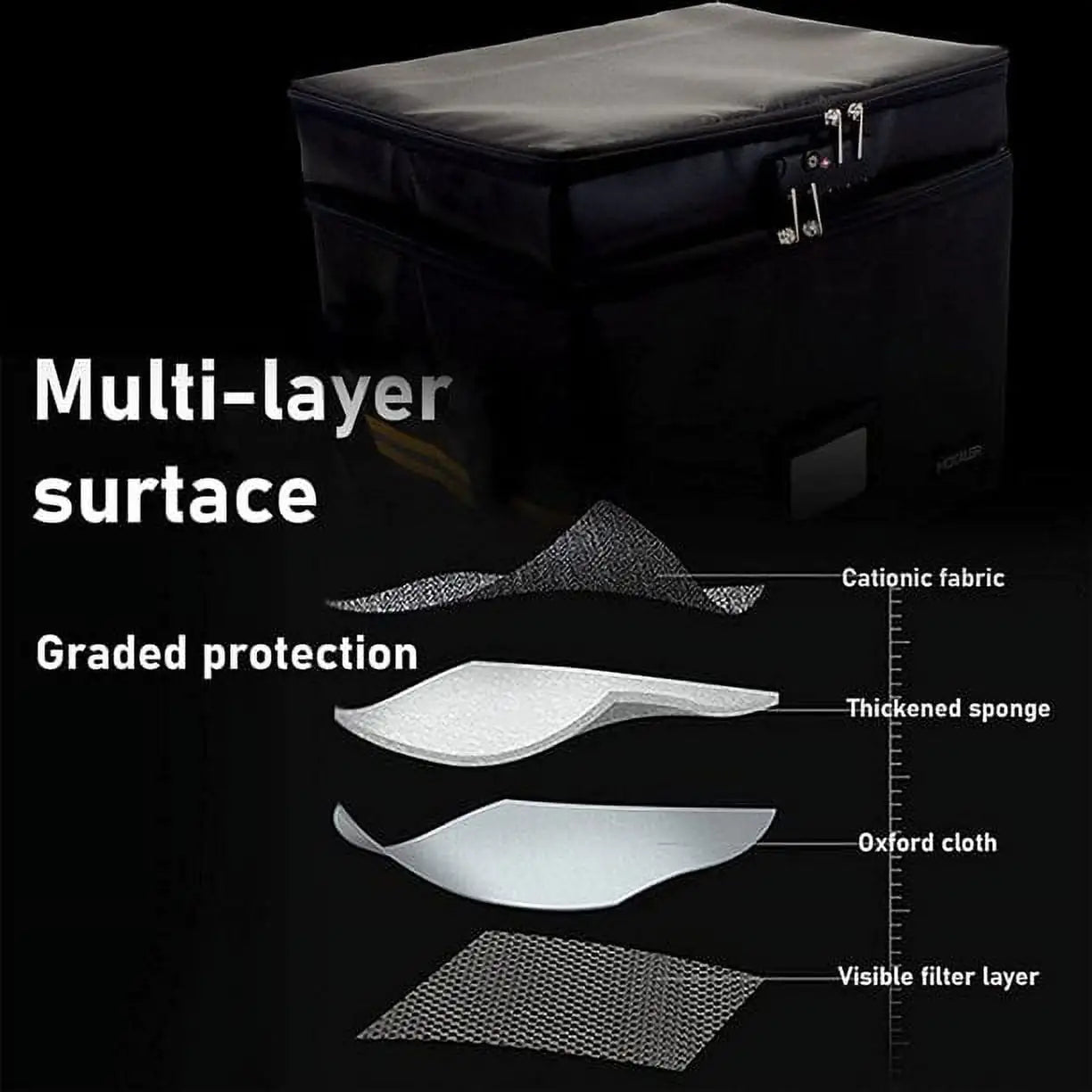 Fireproof Document Organizer with Lock, Upgraded 2 Layer File Box Organizer, Portable Office/Home Collapsible File Storage with Reflective Strip for Hanging Letter/Legal Size Folder/Certificate - Anti Spier