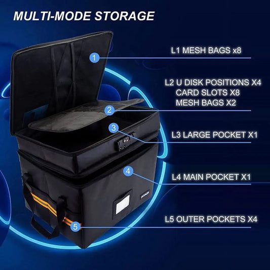 Fireproof Document Organizer with Lock, Upgraded 2 Layer File Box Organizer, Portable Office/Home Collapsible File Storage with Reflective Strip for Hanging Letter/Legal Size Folder/Certificate - Anti Spier