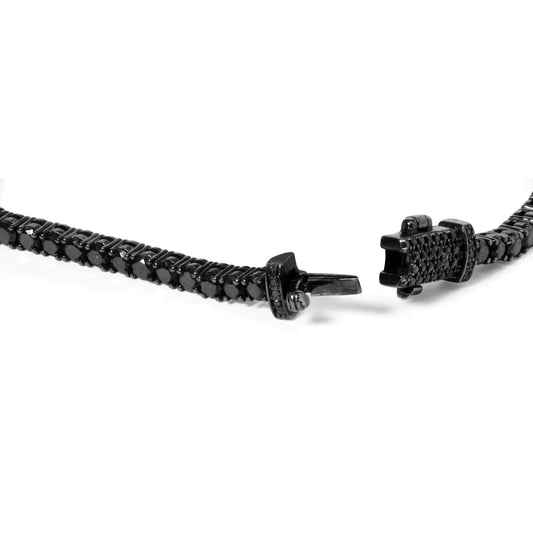 Black Rhodium Plated .925 Sterling Silver 5.00 Cttw Black Diamond Tennis Bracelet (Black Color, I2-I3 Clarity) - 8.5 Inches - Anti Spier
