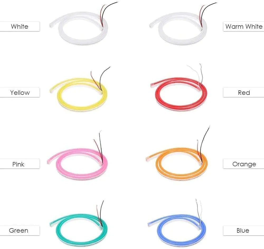 1M 2M 3M 5M 12V Flexible Sign Neon Lights Silicone Tube LED Strip Waterproof USA Anti Spier