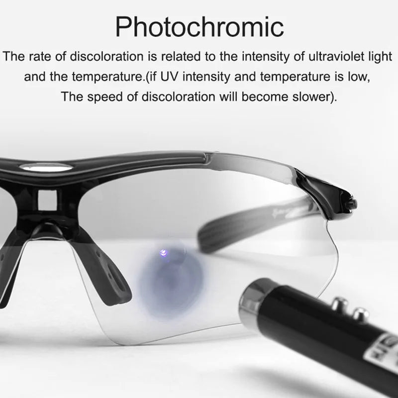 ROCKBROS Photochromic Cycling Glasses Bicycle UV400 Sports Eyewear Ultralight Riding MTB Sunglasses Men Fishing Bike Equipment Anti Spier