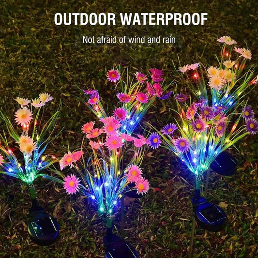 Solar Garden Lights LED Flower Stake Lamp Outdoor Yard Waterproof Patio Decor Anti Spier
