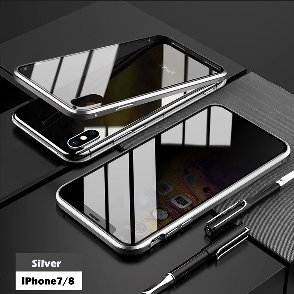 Anti-Peep Magnetic Metal Phone Case For iPhone Anti Spier