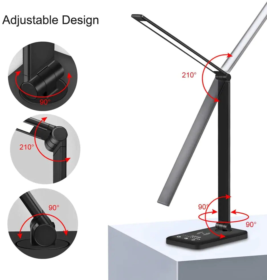 5 Lighting Mode LED Desk Lamp + Wireless Phone Charger Anti Spier