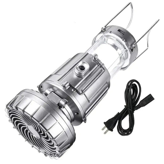 Portable Outdoor Solar LED Lights Waterproof Lantern with Fan Anti Spier
