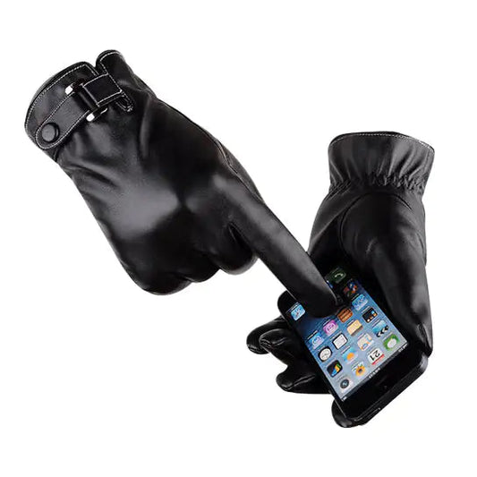 Autumn Warmth Stylish Vegan Leather Touch Smart Gloves Anti Spier
