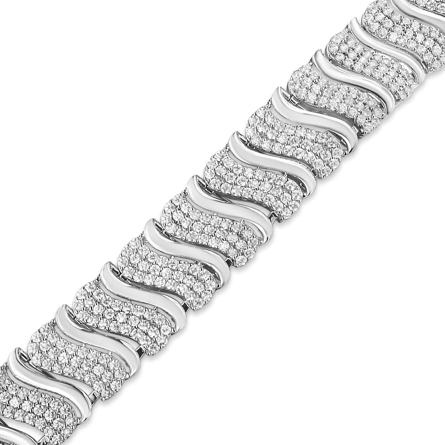 14K Gold 15.0 Cttw Diamond Chevron Wave 7.25" Inch Link Bracelet (J-K Color, I1-I2 Clarity) - Anti Spier