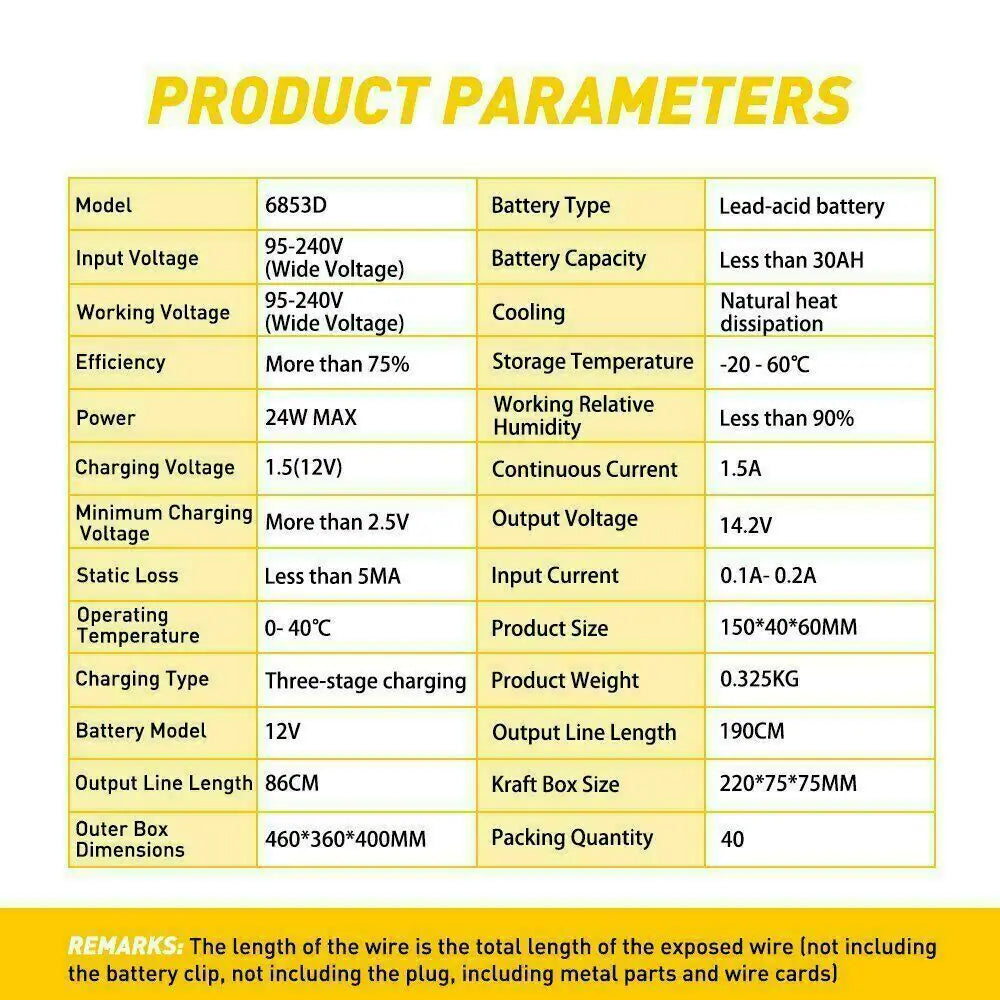 1500mAh Automatic Smart Battery Charger 12V Portable Car Auto Trickle Maintainer Anti Spier