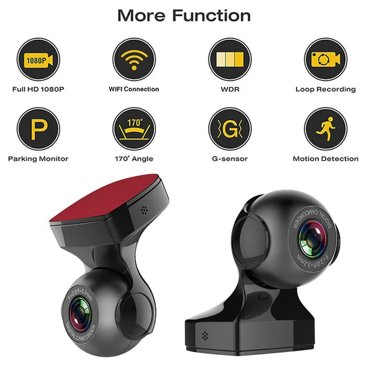 170° WiFi Dash Cam Recorder Car Camera HD 1080P Car DVR Vehicle Video G-Sensor - Anti Spier
