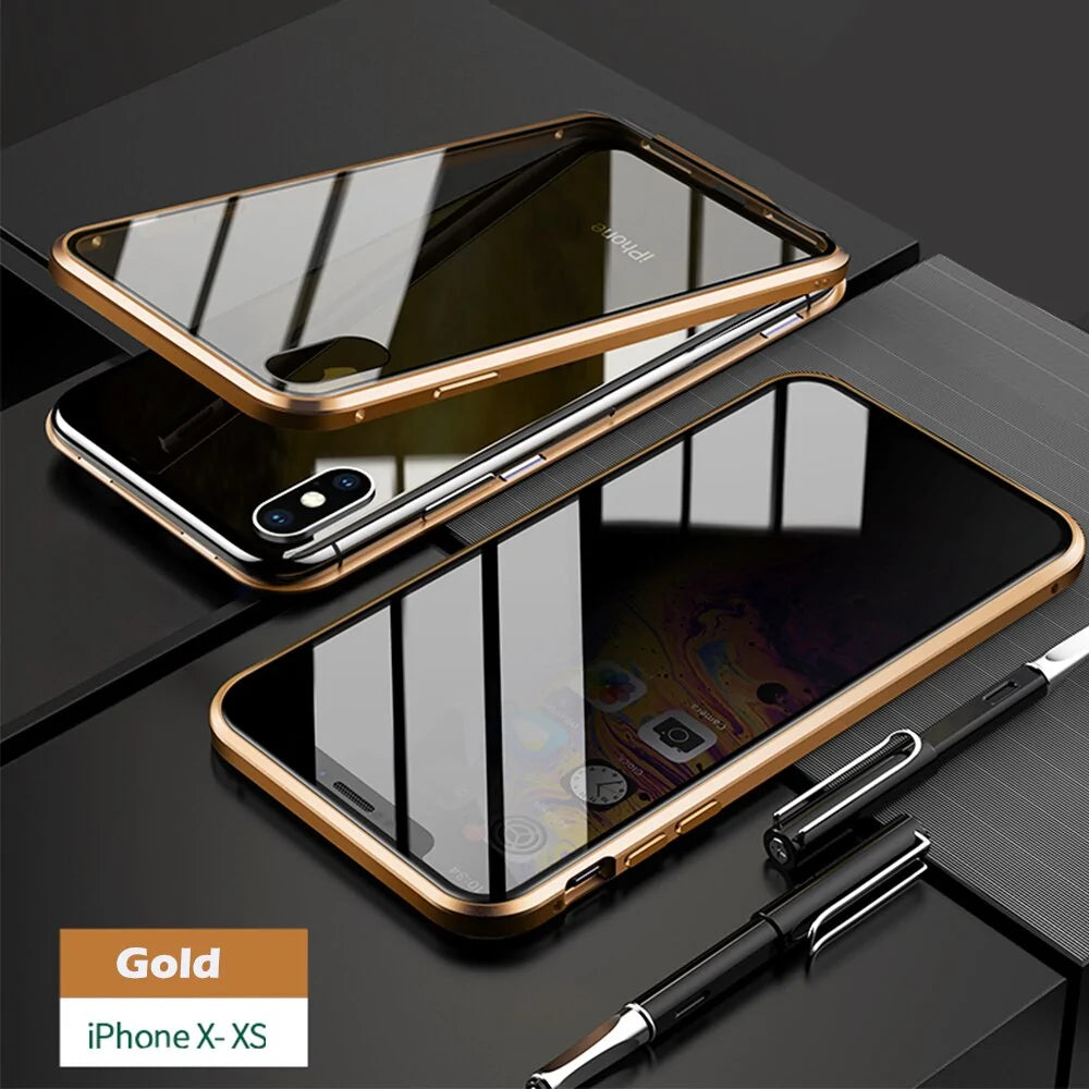 Anti-Peep Magnetic Metal Phone Case For iPhone Anti Spier