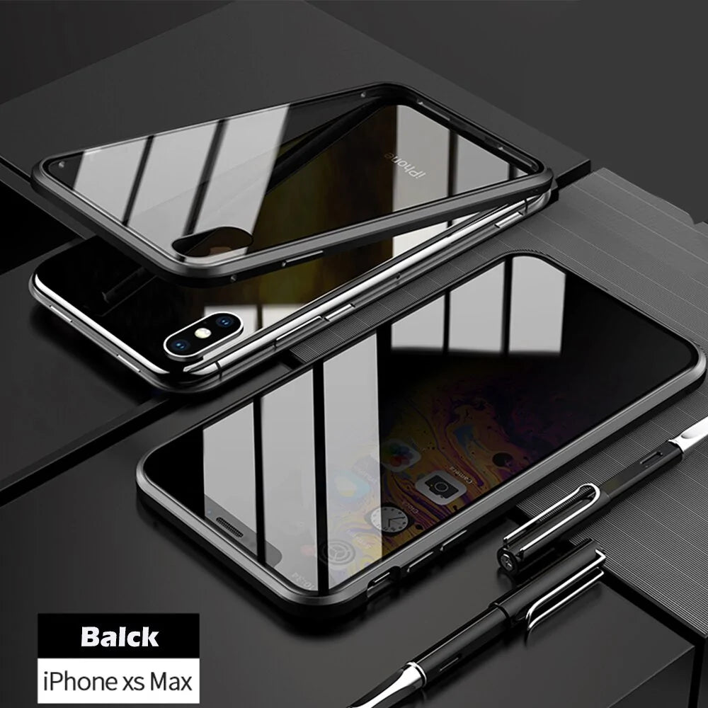 Anti-Peep Magnetic Metal Phone Case For iPhone Anti Spier