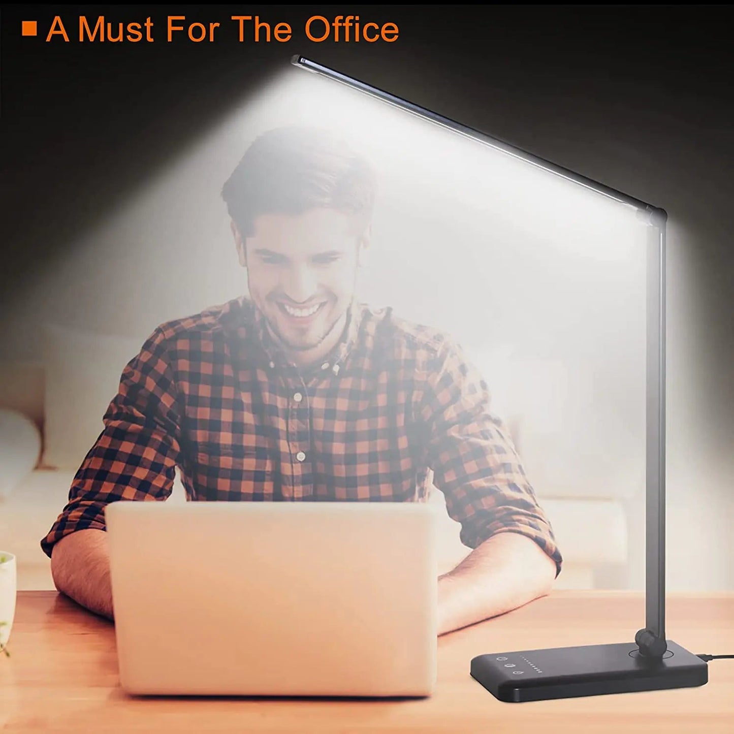5 Lighting Mode LED Desk Lamp + Wireless Phone Charger Anti Spier