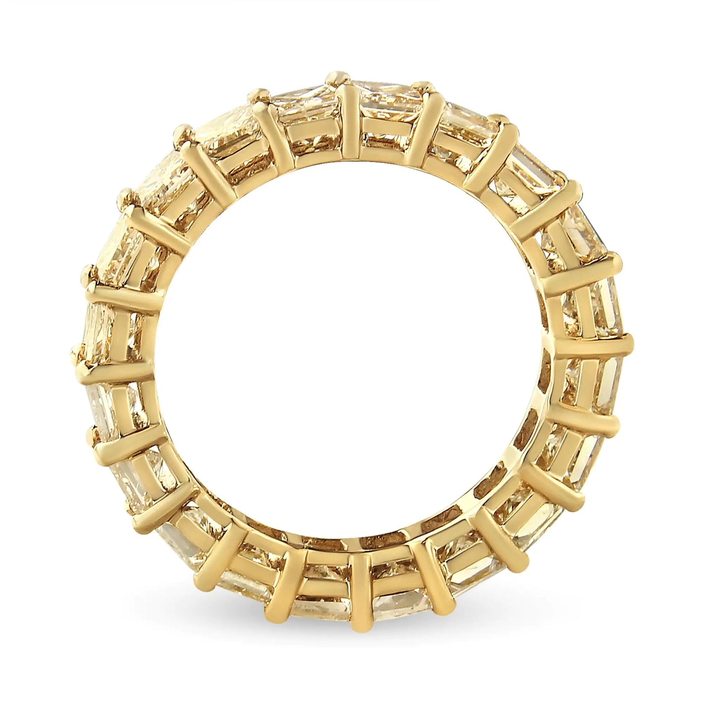 14K Yellow Gold 4.00 Cttw Shared Prong Set Princess Cut Diamond Eternity Band Ring (J-K Color, VS1-VS2 Clarity) - Anti Spier
