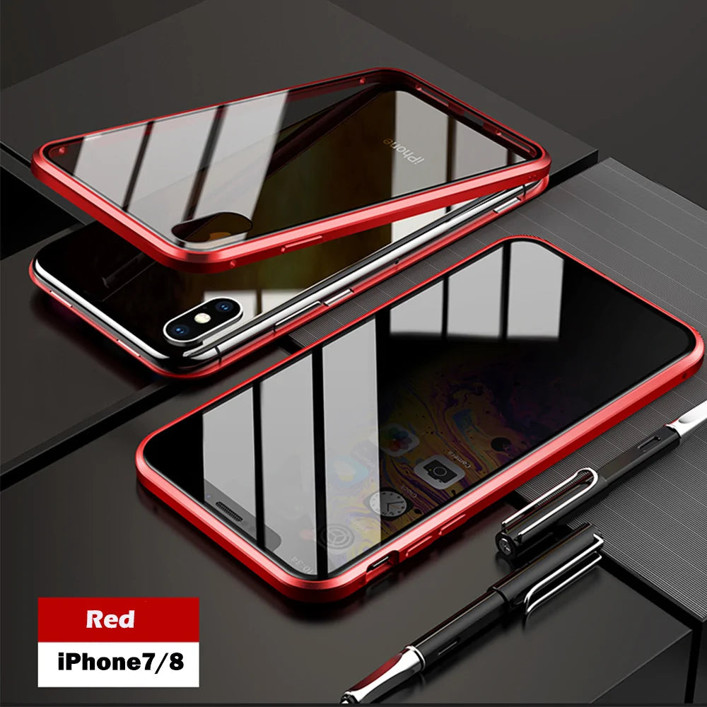 Anti-Peep Magnetic Metal Phone Case For iPhone Anti Spier