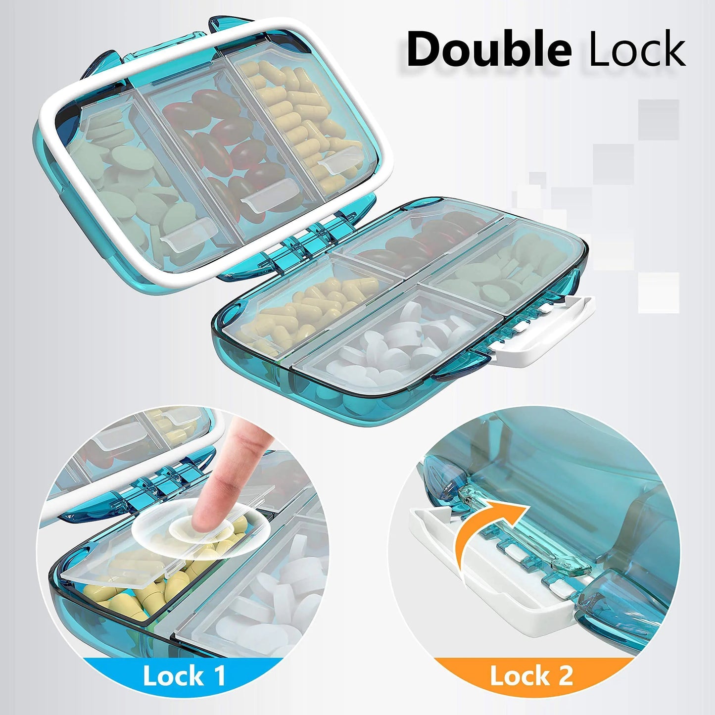 Travel Pill Organizer Moisture Proof Pill Box Daily Medicine 7 Compartments Anti Spier